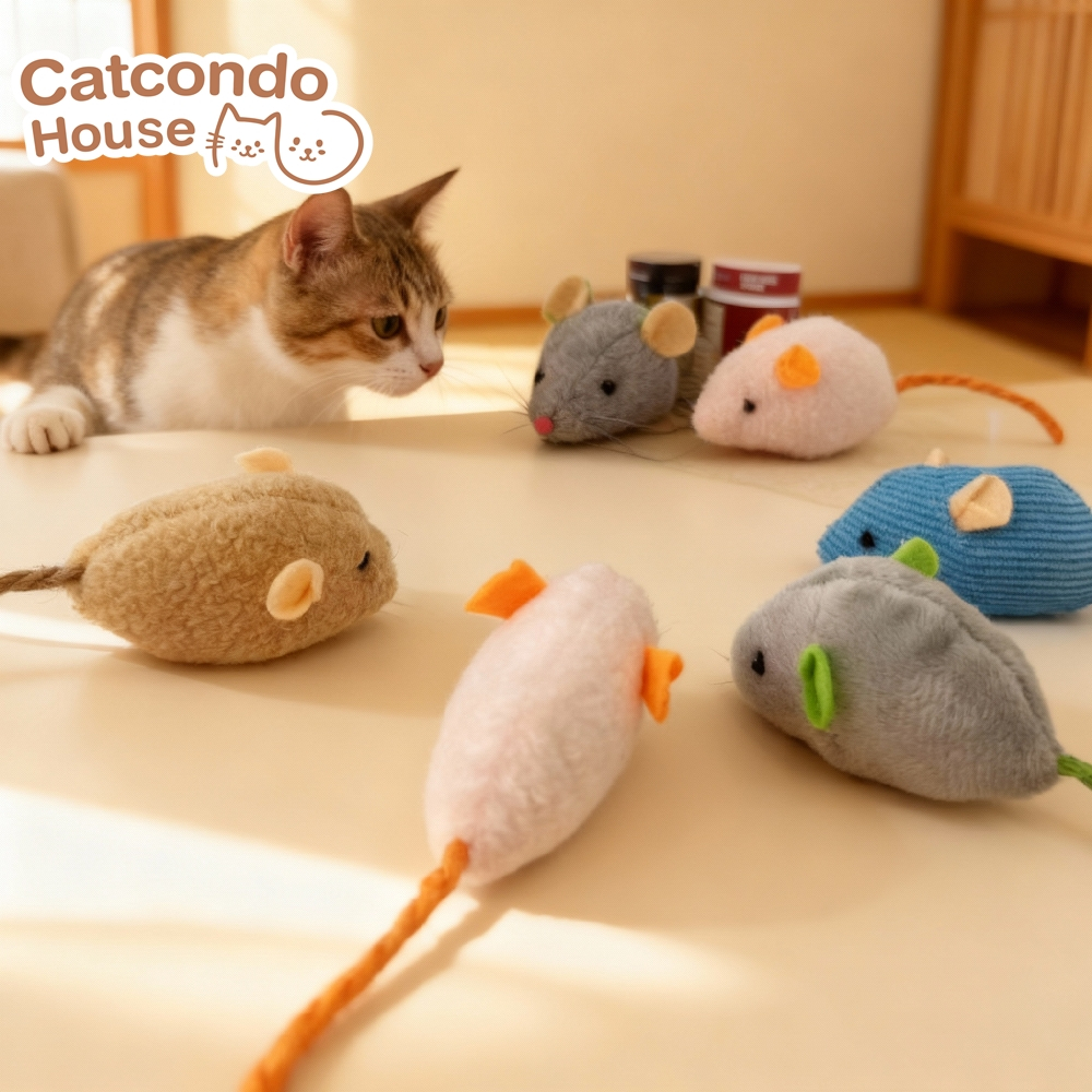 Cathouse ตุ๊กตาหนูcatnip แบบสุ่ม ของเล่นแมวรูปหนูน่ารัก ขนาดเล็ก ผ้าขนสัตว์ เบา ทน สนุกทุกการไล่จับ