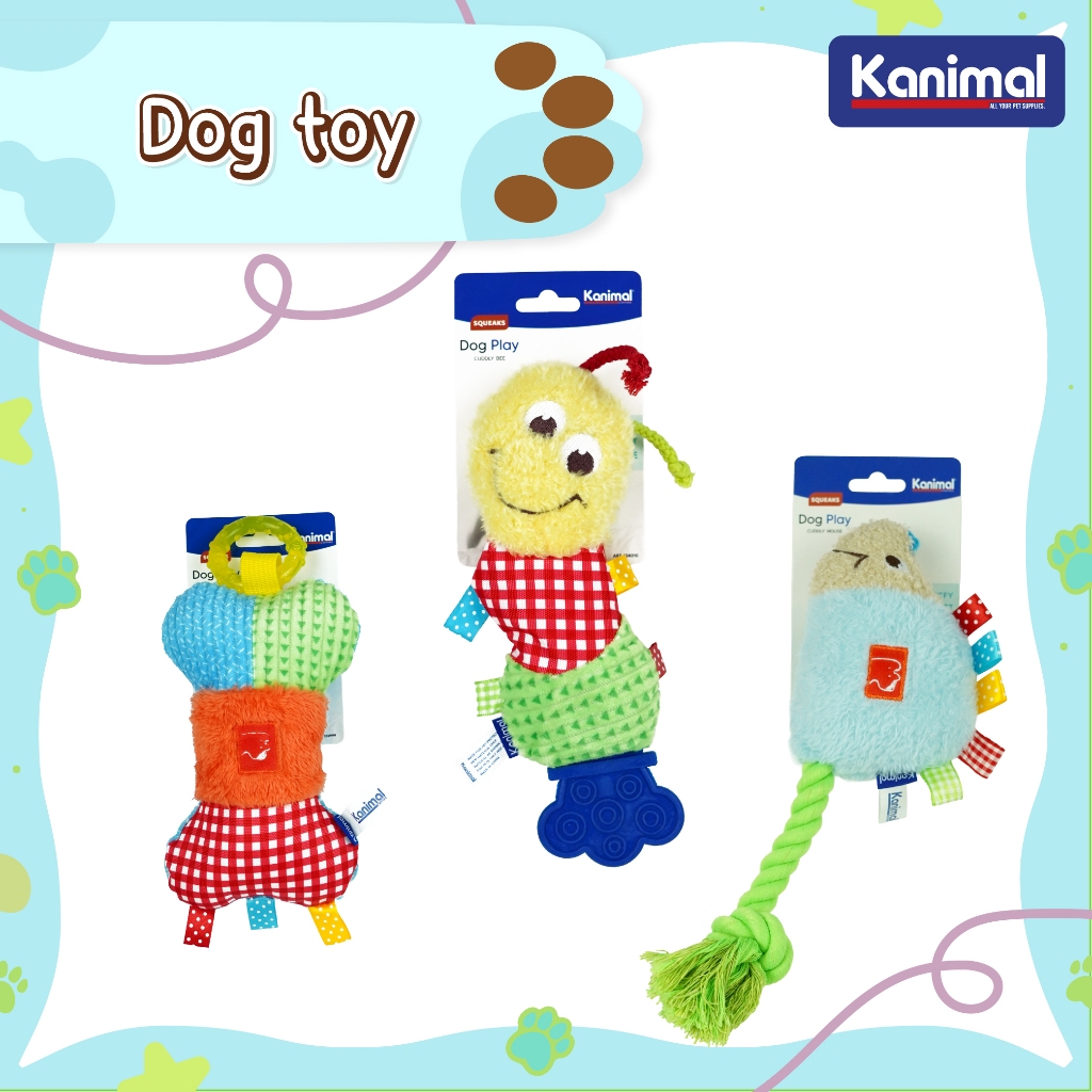 Kanimal Cuddly Dog Toy ของเล่นสุนัข ของเล่นตุ๊กตาผ้า บีบมีเสียง สำหรับสุนัข (Bone/Bee/Mouse)