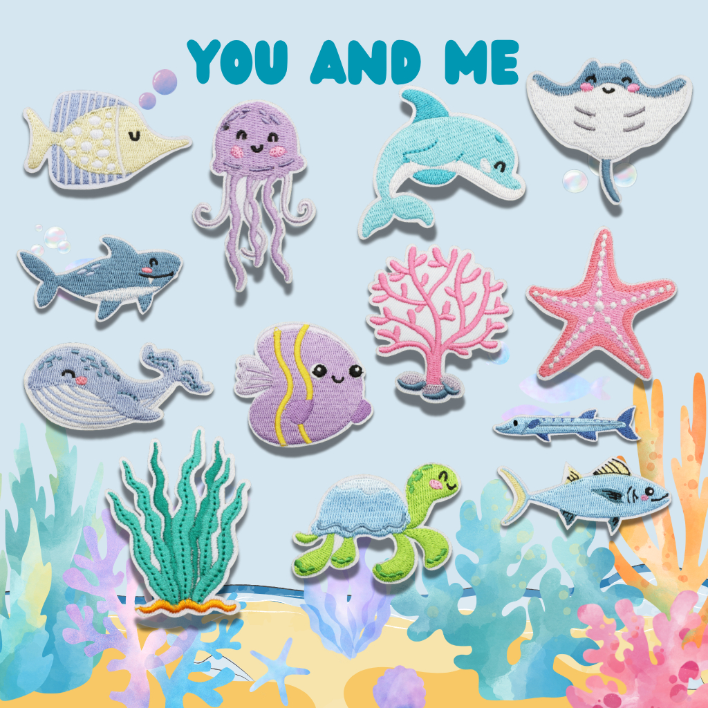 🐢🌊 ตัวรีดติดเสื้อชุดที่ C53 – ลายสัตว์ทะเล Sea Friends คอลเลกชันสุดคิวท์! 🌊🐙