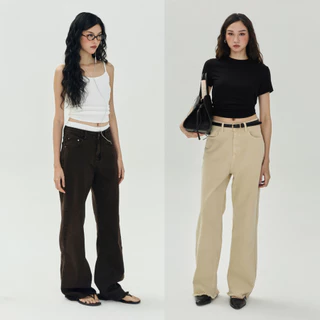 MERMAIDSTUDIO - CAFFEINE JEANS ยีนส์กาแฟผ้านุ่มกระบอกใหญ่ #6799