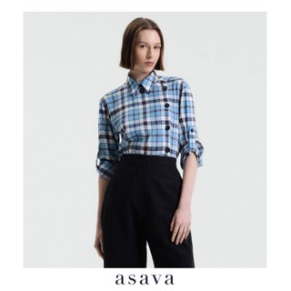 [asava aw25] Xanthe Long Sleeve Plaid Shirt เสื้อเชิ้ตผู้หญิ…