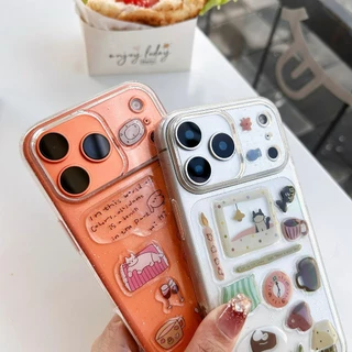 เคสใสกากเพชร+สติกเกอร์3Dนูน เคสใสนิ่ม สำหรับไอโฟน17 PRO max i17 17promax 16 pro max 15 pro max 14 pro max 11 12 13 17air