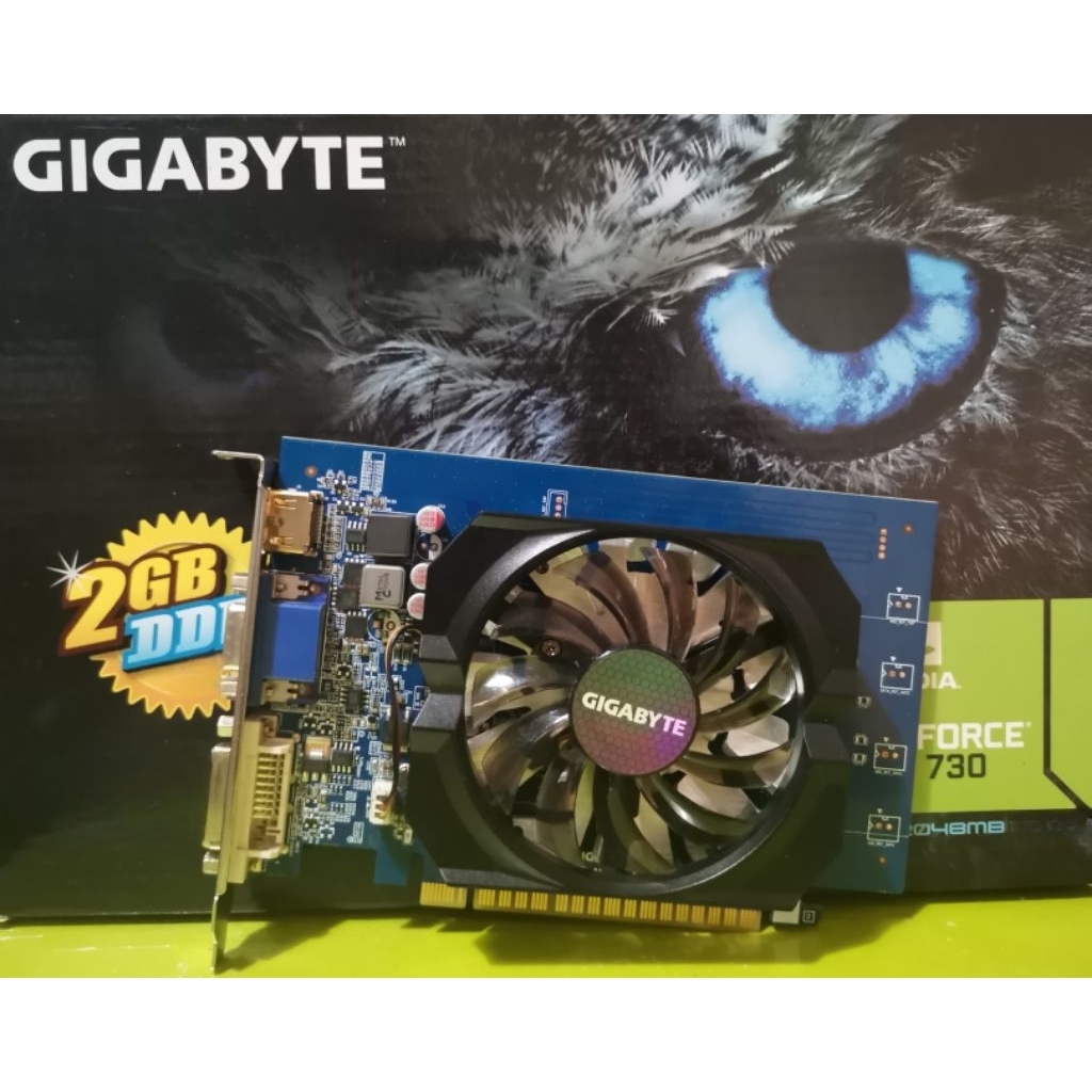 การ์ดจอ Gigabyte รุ่น Nvidia GeForce GT 730 2GB DDR5 ไม่ต่อไฟเลี้ยง (no box) มือสอง ไม่มีกล่อง