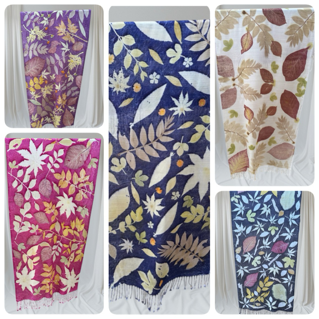 ผ้าคลุมไหล่ ecoprint ออแกนิค เนื้อเปลือกไม้ ของฝากต่างชาติ ของขวัญปีใหม่ผู้ใหญ่ ของฝากจากไทย ของชำร่วย ของเกษียณ