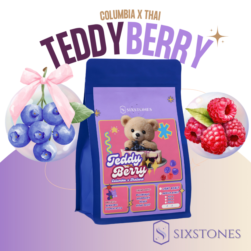 Teddy Berry เมล็ดกาแฟโคลัมเบียเบลน หอมบลูเบอรี่ กัมมี่ คั่วอ่อน Ethiop