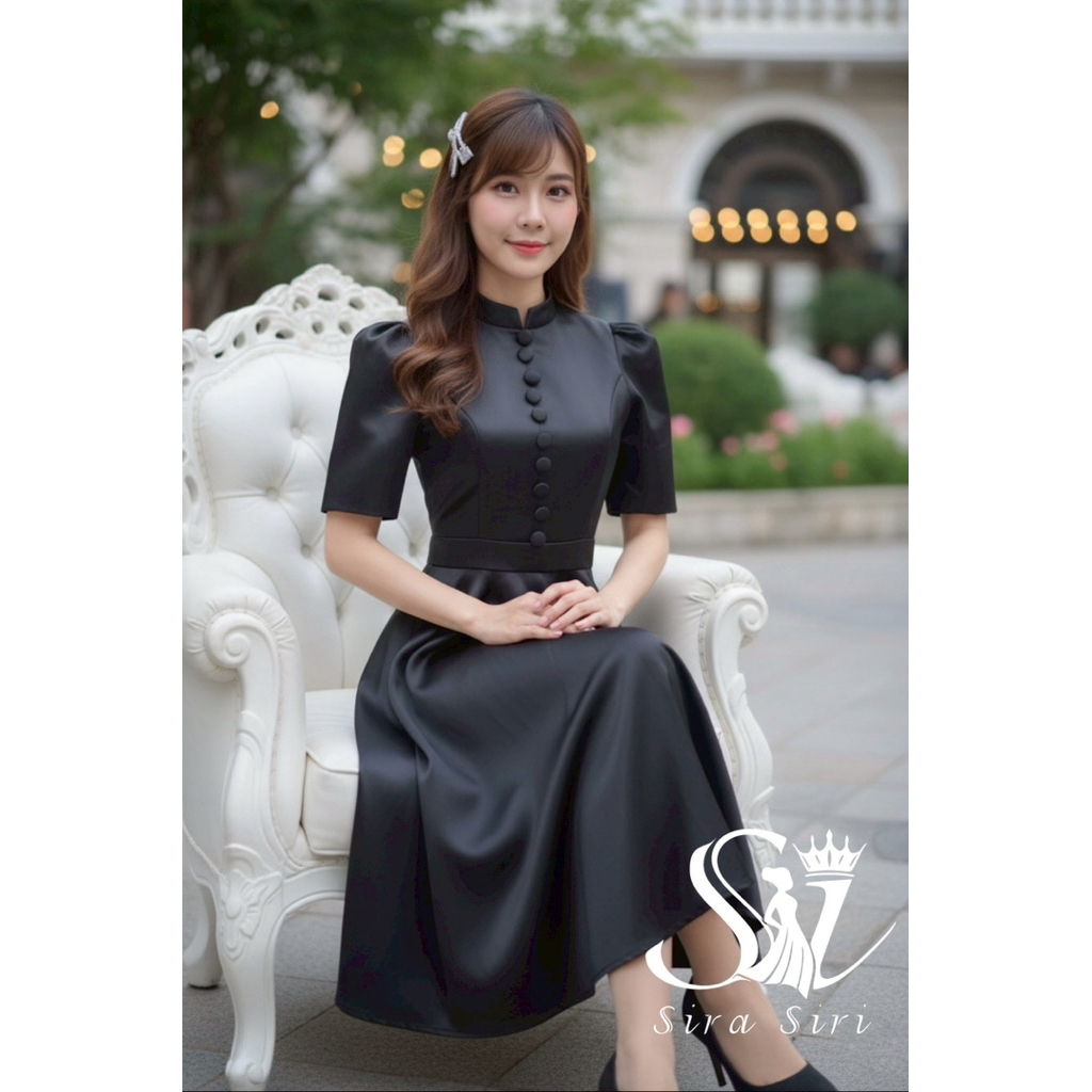 พร้อมส่ง✅📍มีส่งด่วน📍🖤 ชุดเดรสสีดำ สุภาพ ชุดดำ ชุดพระราชทานเพลิงศพ🖤ชุดดำสุภาพ ชุดทำงานสีดำ ชุดดำงานศพ - รูปที่ 2