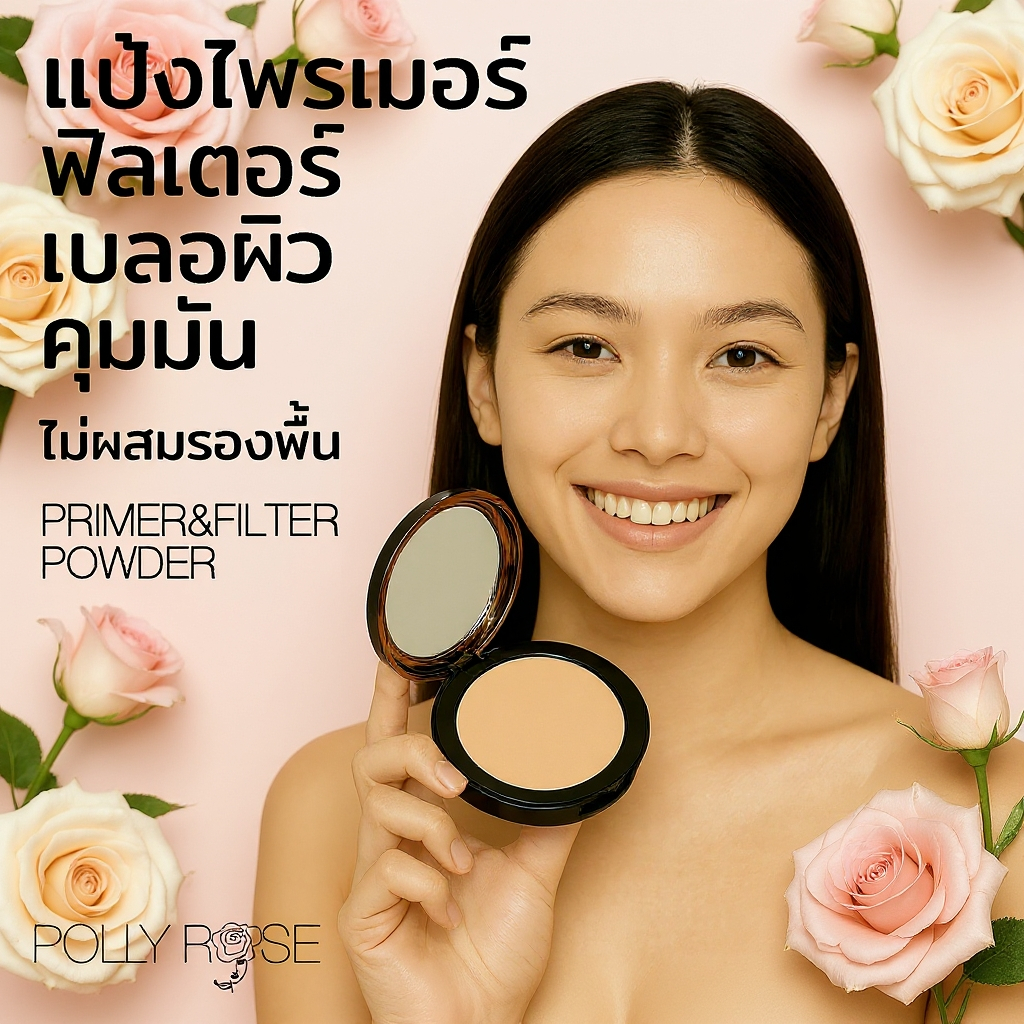 แป้ง HYA ไพรเมอร์ ฟิลเตอร์ เบลอผิว คุมมัน POLLY ROSE PRIMER & FILTER POWDER