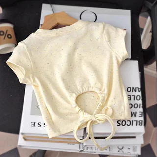 Babyonline(Y187)G1M3 (ส่งด่วน1วัน) เสื้อยืดแฟชั่นสำหรับเด็กผู้หญิงแขนสั้นสีพื้น นุ่ม ใส่สบาย