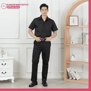 เสื้อเชิ้ตชาย สีดำ แขนสั้น SS-6XL