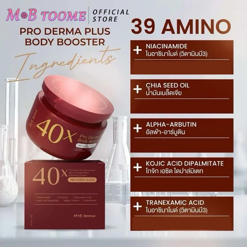 บอดี้ครีม ครีม   40x PRO DERMA PLUS BODY BOOSTER 250ml บูสเตอร์บำรุงผิวกาย เนื้อเจล ทาง่าย ซึม ไว