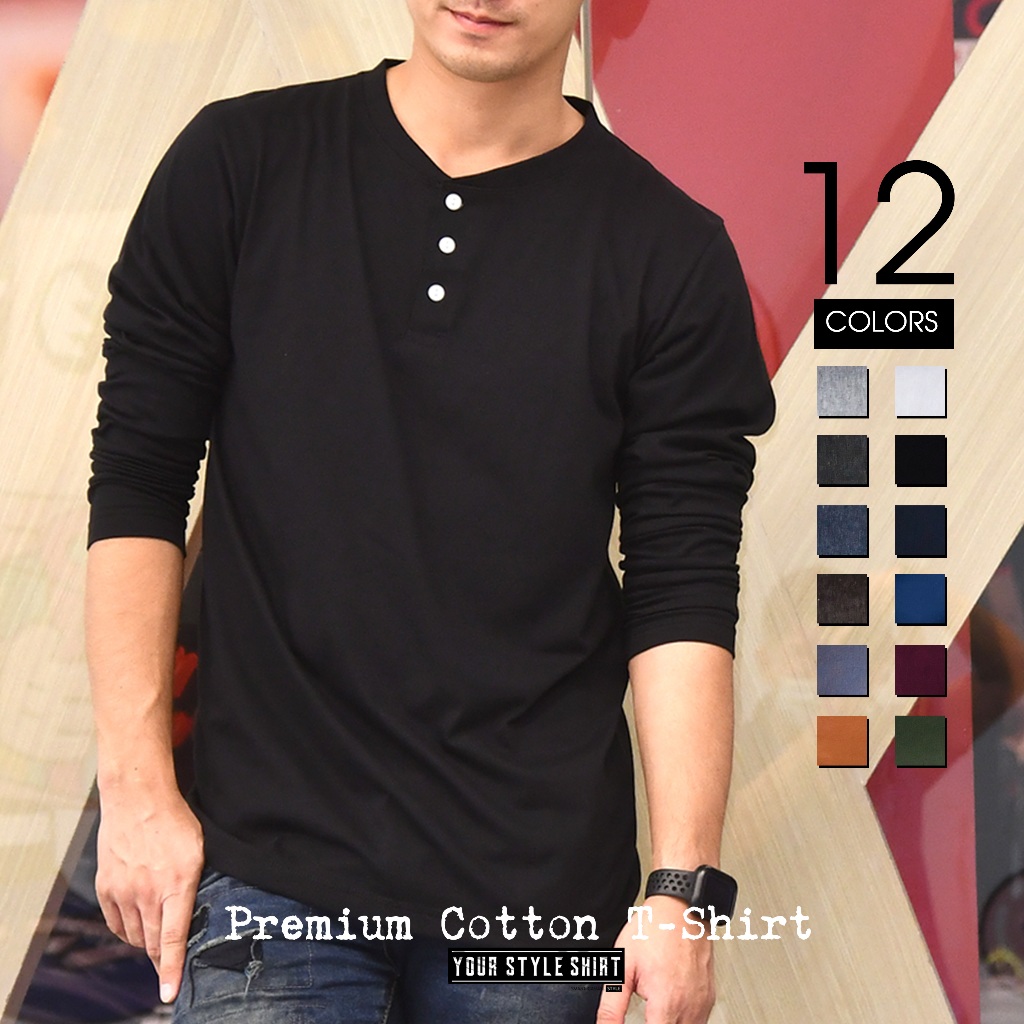 เสื้อแขนยาว คอกระดุม มี 10 สี  ผ้าคอตตอน 100% เกรดพรีเมี่ยม ไม่หดไม่ย้วย ใส่ทนนาน เสื้อผู้ชาย  เสื้อสีพื้น