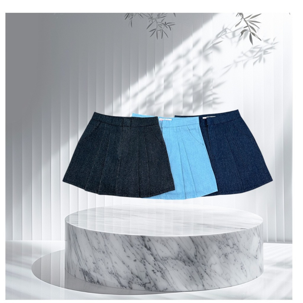 (รหัส A12) กระโปรงยีนส์เอวสูงผ้าหนาทรงสวยเก็บพุงพรางหุ่น ผ้ายีนส์หนานุ่ม