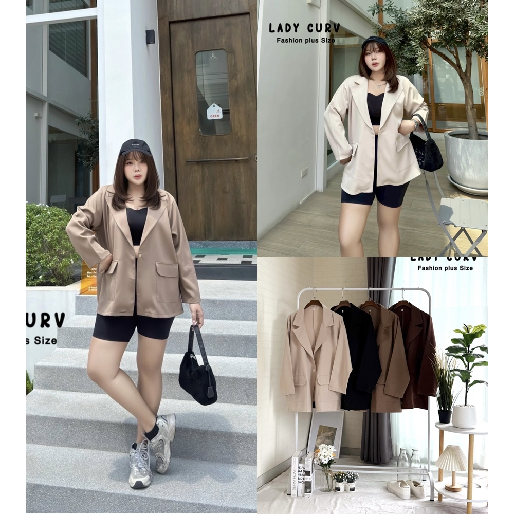 เสื้อสูทแขนยาว 40-54" เอิร์ธโทน ผ้าเนื้อดี ใส่สบาย ใส่ทำงาน ใส่เที่ยว ออกงานได้หมด สำหรับสาวไซส์ใหญ่ LC