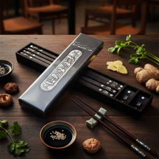 ตะเกียบ กล่องตะเกียบไม้ติดเงินปั้มลายช้าง กล่องตะเกียบของฝาก…