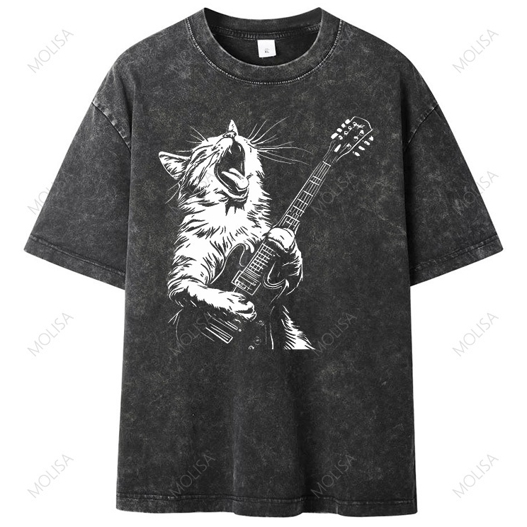 Molisa เสื้อยืด Oversize Street Style I Love guitar ลายสกรีนสุดคูล ผ้านุ่ม ไม่หด ไม่ย้วย เสื้อยืดคอกลม 68304#