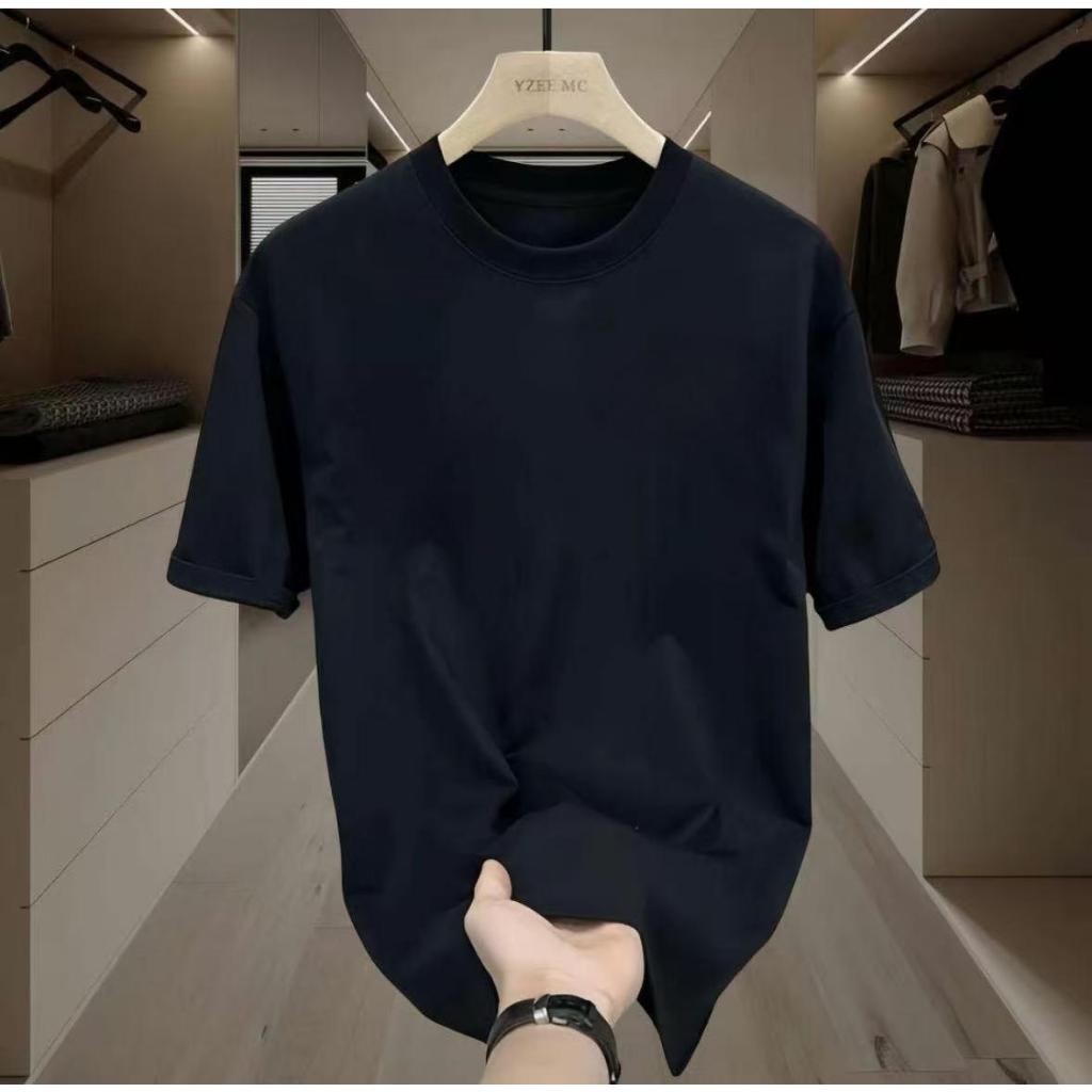 [ใหม่] เสื้อยืดผู้ชายคอกลมสีดำ ดำสนิท ไม่ย้วย ไม่หด ไม่ต้องรีด นุ่ม ยืด ระบายอากาศ ใส่ลำลอง-ออกกำลังกายได้ทุกวัน