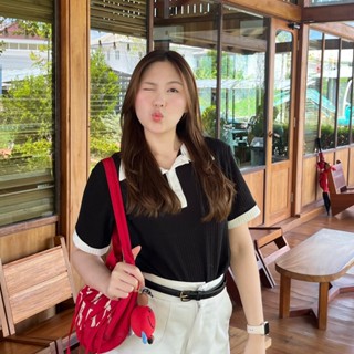 Two tone Polo Top เสื้อโปโลผ้านุ่มใส่สบาย สไตล์น่ารัก สินค้า…
