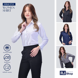 เสื้อเชิ้ตผู้หญิง แขนยาว ทรงเข้ารูป - สไตล์เกาหลี (SET1) / ไซส์ 34-46"