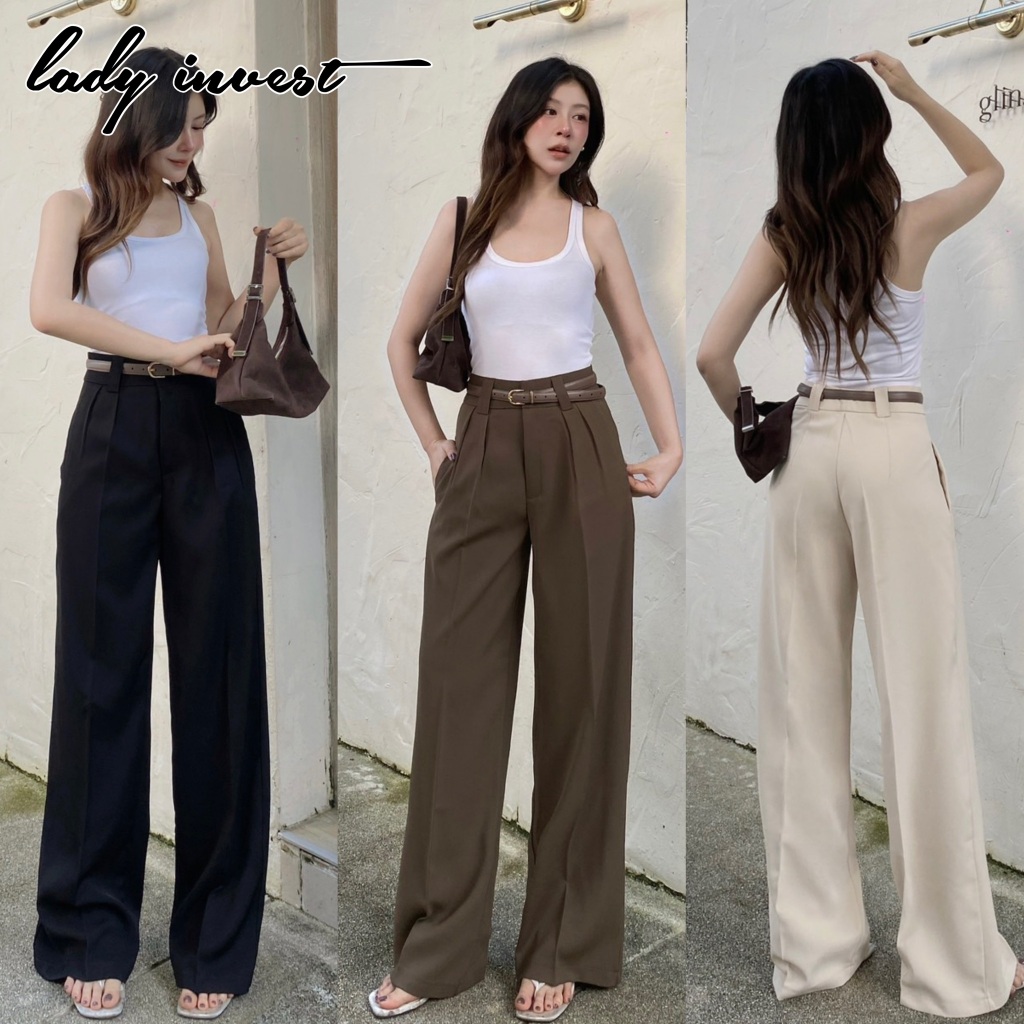 Jinnie Trouser กางเกงขากระบอกใหญ่ กางเกงผู้หญิง ใส่ทำงาน ใส่เที่ยว LT43