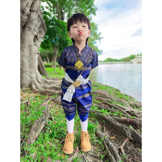 ชุดไทยเด็ก ขาว ดำ 1-5ปี ท่านขุน 📌ชุดไทยลูกชาย 🩷 ใส่ไวอาลัย