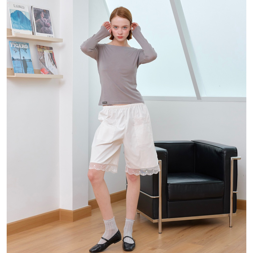 imishmash-daily shorts กางเกงผู้หญิงลายลูกไม้