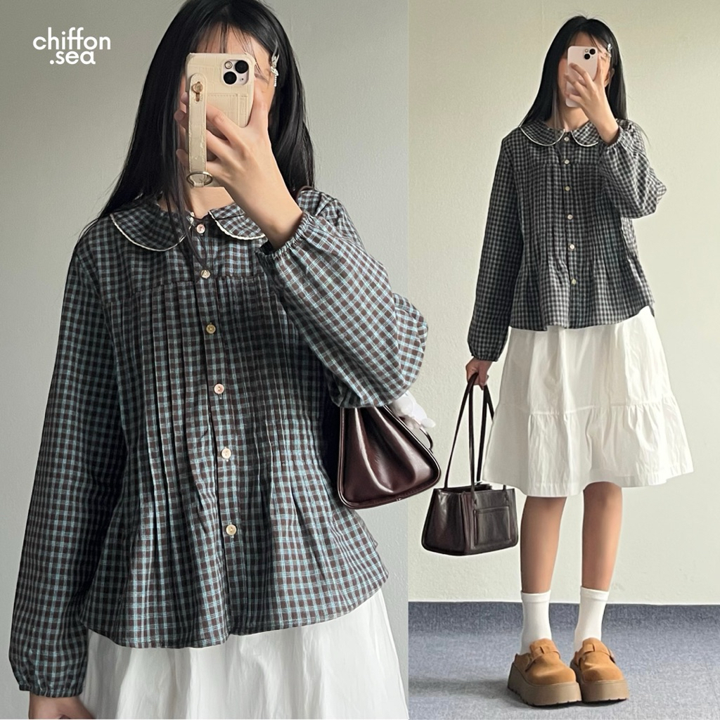 Chiffon.sea | Mayu top เสื้อคอบัวแขนยาว (ลดเหลือ 349.- ส่งฟรี กดซื้อทาง live)