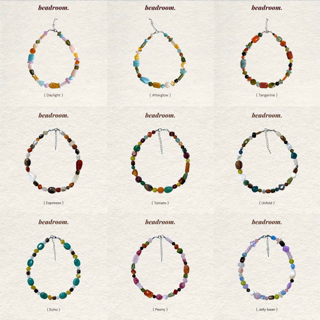 beadroom - สร้อยคอลูกปัดอะคริลิค หลายโทน🧡🫒🤎