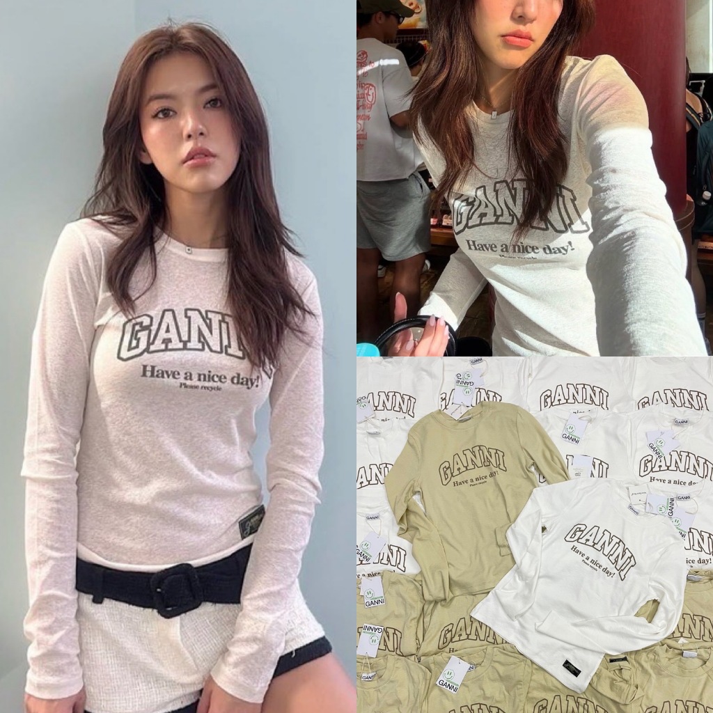VL 5045 เสื้อแขนยาวคอกลม งานสกรีน ผ้าดีใส่สบาย