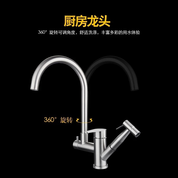 [พร้อมส่ง] ก๊อกซิงค์ล้างจาน 2 หัว ฉีดล้างผัก สแตนเลส 304 แถมฟรี ข้อต่อสองทาง [iBITSHop] - รูปที่ 3