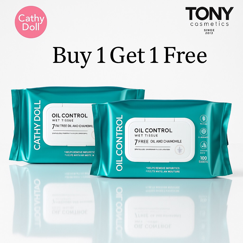 (ซื้อ 1 แถม 1) ทิชชู่เปียก ซับมัน Cathy Doll Oil Control Wet Tissue 100Sheets x 2 ห่อ