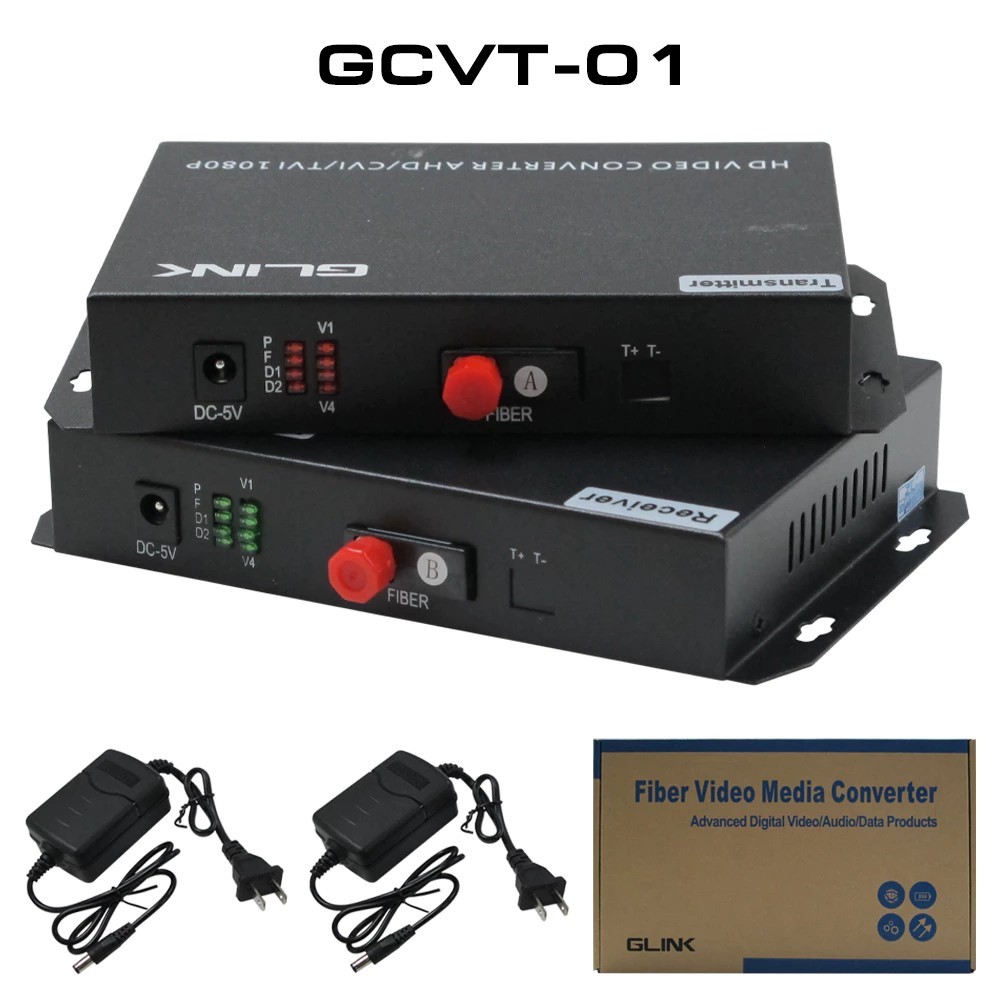 GLINK รุ่น GCVT-01 / GCVT-02 FIBER VIDEO MEDIA CONVERTER ตัวแปลงเดินสายกล้องด้วยไฟเบอร์