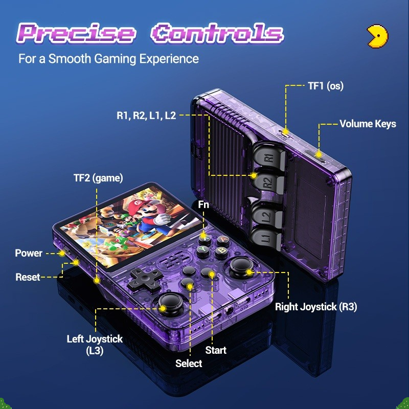 R36S คอนโซลวิดีโอเกมมือถือแบบเปิด ระบบลินุกซ์ 3.5นิ้วหน้าจอ IPS ขนาดเล็ก 64GB 15000เกม Portable เกมคอนโซล ความชัดเจนสูง - รูปที่ 2