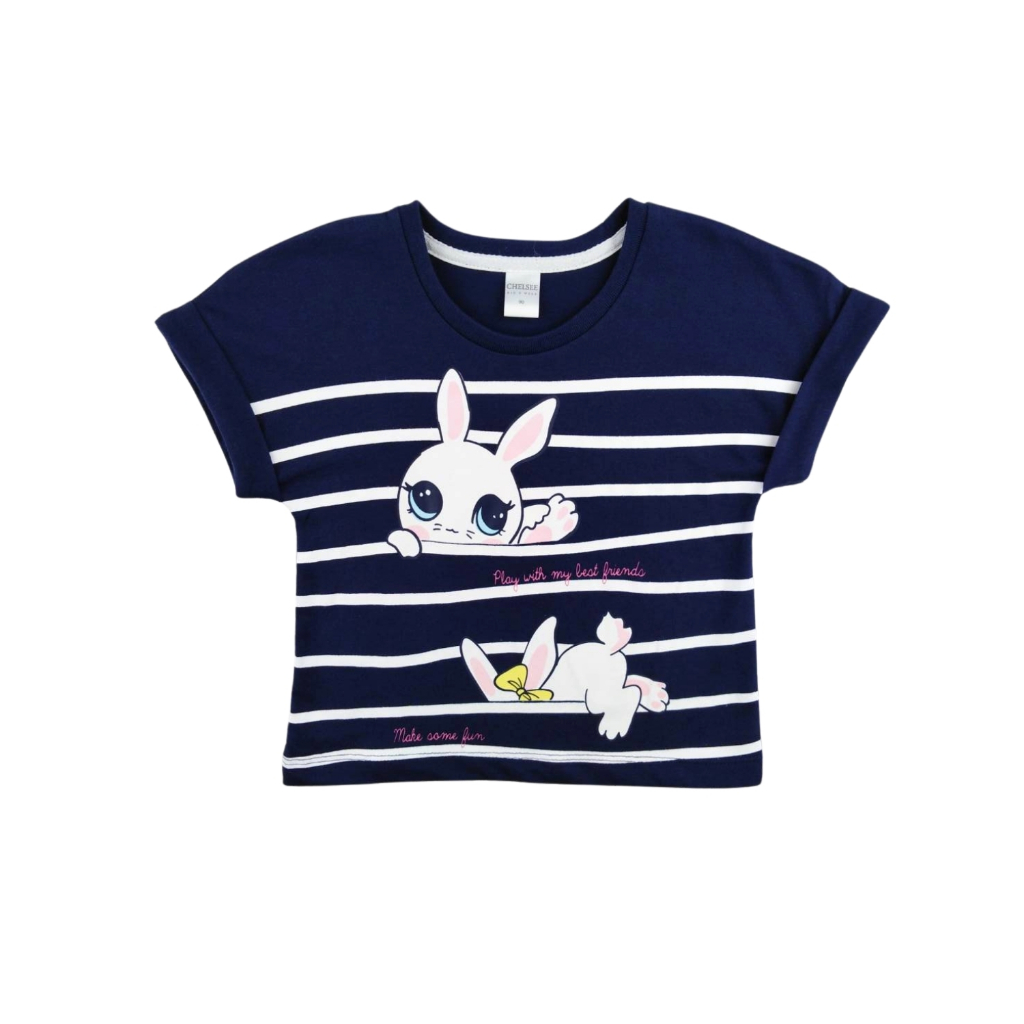 Chelsee เสื้อยืดคอกลม เด็กผู้หญิง รุ่น 238044 ลายกระต่าย ผ้า 100%Cotton อายุ 1.5-10 ปี เสื้อผ้าเด็กโต