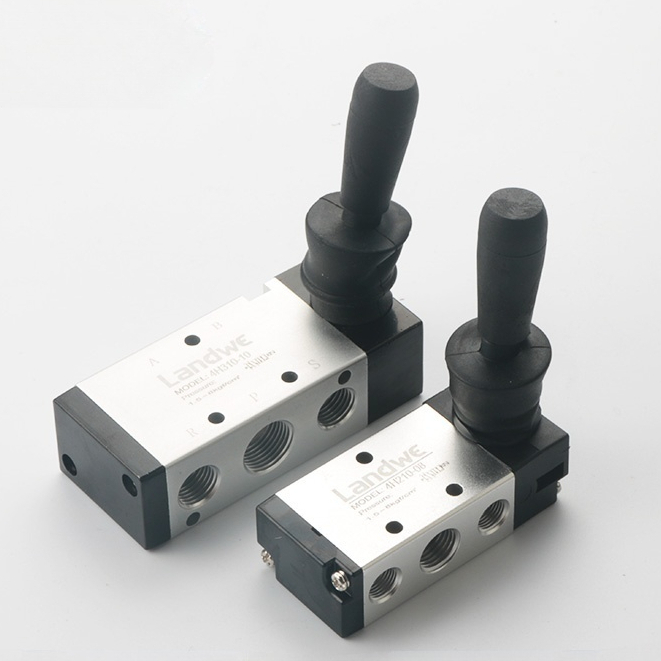 วาล์วควบคุมด้วยมือแบบนิวเมติก 4H210-08 แบบก้านโยก 4R210-08วาล์วควบคุมทิศทางลม ฝาสูบ 230C