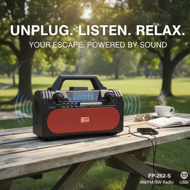 "NEW" ☀️วิทยุโซลาร์เซลล์บลูธูท FP-262 BT-S เสียบเมม/แฟลชไดร์ฟได้ มีไฟฉาย มีแบตในตัว