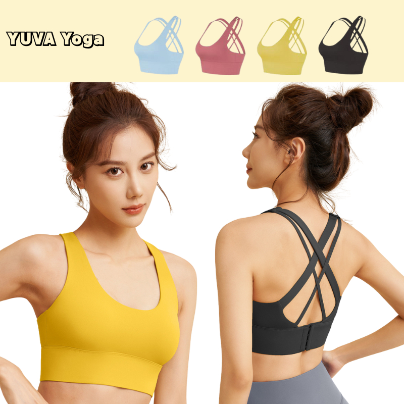 บราโยคะผู้หญิง เสื้อออกกำลังกาย Sport Bra สปอร์ตบรา แต่งสายไขว้ด้านหลัง ดีไซน์เซ็กซี่ ใส่สบาย กระซับสัดส่วนได้ดี