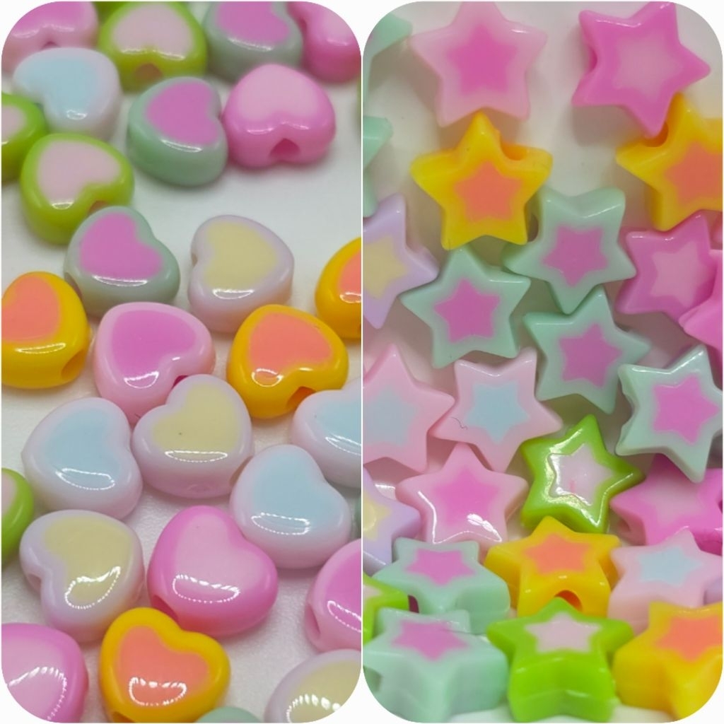 ลูกปัดดาว หัวใจสีทูโทน สำหรับงาน diy