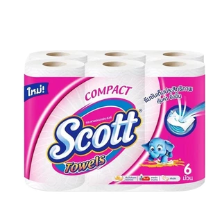 Scott ทิชชูม้วน 4 รุ่น สำหรับเช็ดทำความสะอาดได้ทั่วไปและซับน้ำมันจากอาหารทอด แพ็ค 6 ม้วน tissue roll