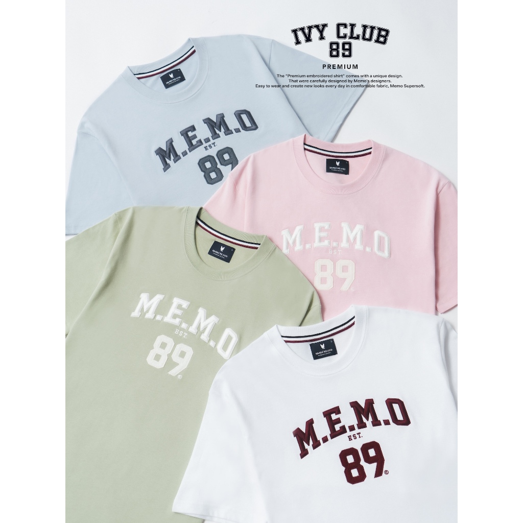 MeMo™ | NEW | Ivy Club 89 งานปักนูนพรีเมียม ผ้า Supersoft แขนสั้น ทรง Unisex