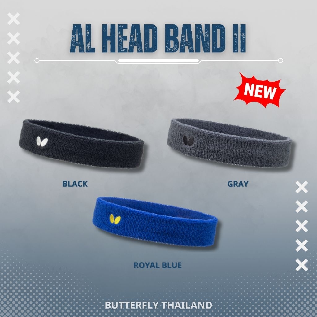 [ NEW ] ผ้าเช็ดเหงื่อ (คาดศรีษะ) ยี่ห้อ BUTTERFLY รุ่น AL HEAD BAND II  ของแท้ 100%