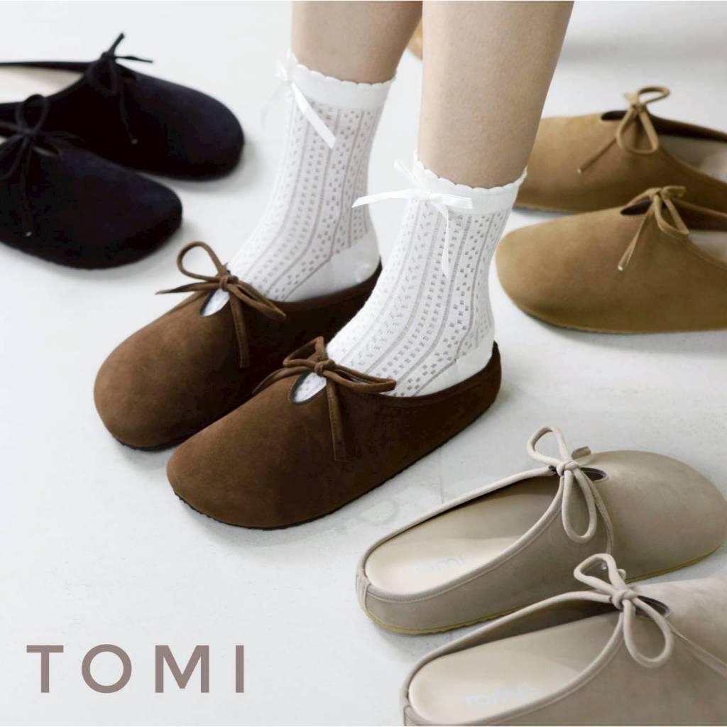 [ TOMi-"Bow ] "เพิ่ม+1 ไซส์" รองเท้าแตะวินเทจ-Bow ทรงสวมปิดหน้าเท้า- เปิดส้น พื้นนุ่ม  **รุ่นมาใหม่/