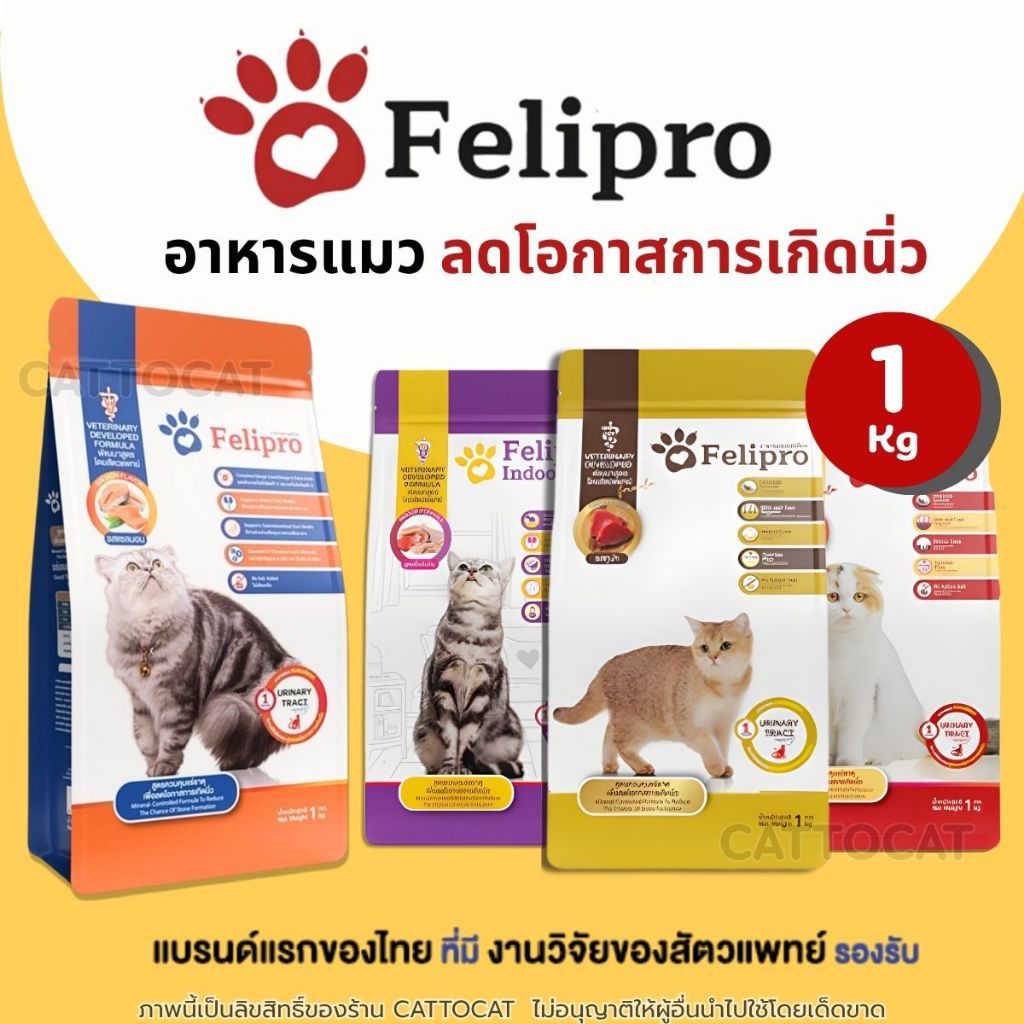 (1kg) Felipro อาหารแมวเกรดพรีเมี่ยม คุมสมดุลแร่ธาตุ ออกแบบมาเพื่อลดโอกาสการเกิดนิ่ว บำรุงขน