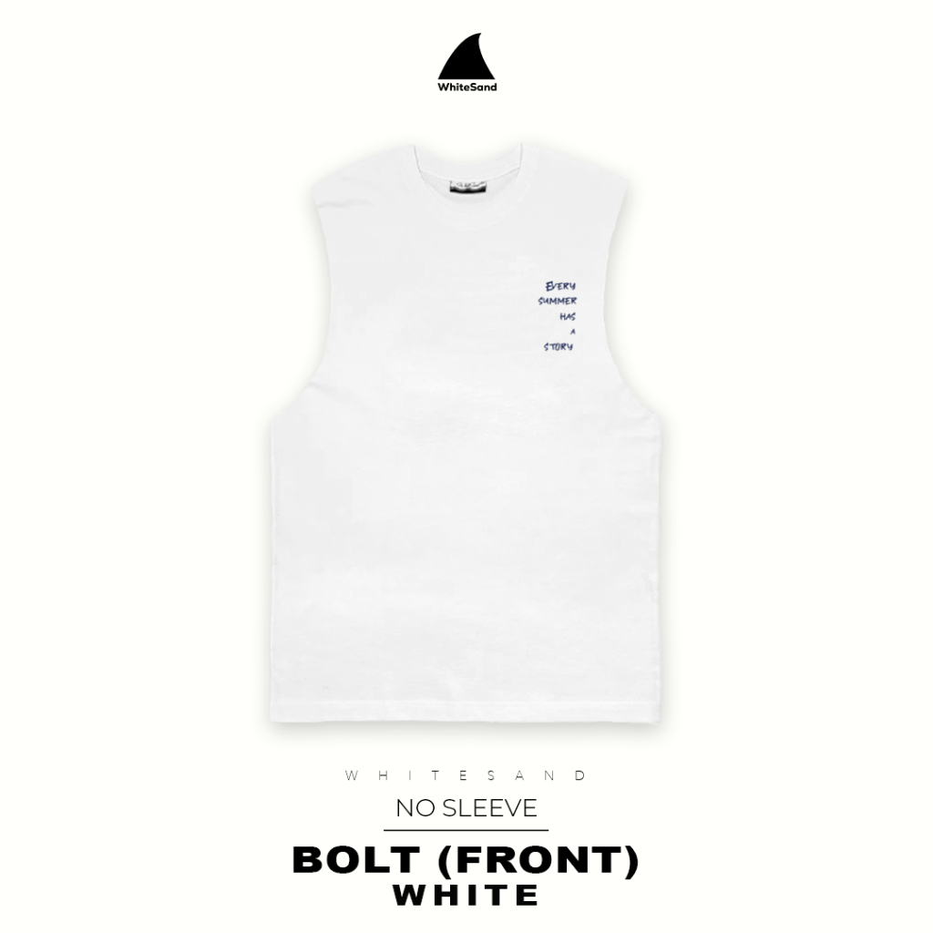 WhiteSand No-Sleeve Top | เสื้อยืดแขนกุด ผ้าคอตตอน 100% ลาย Bolt