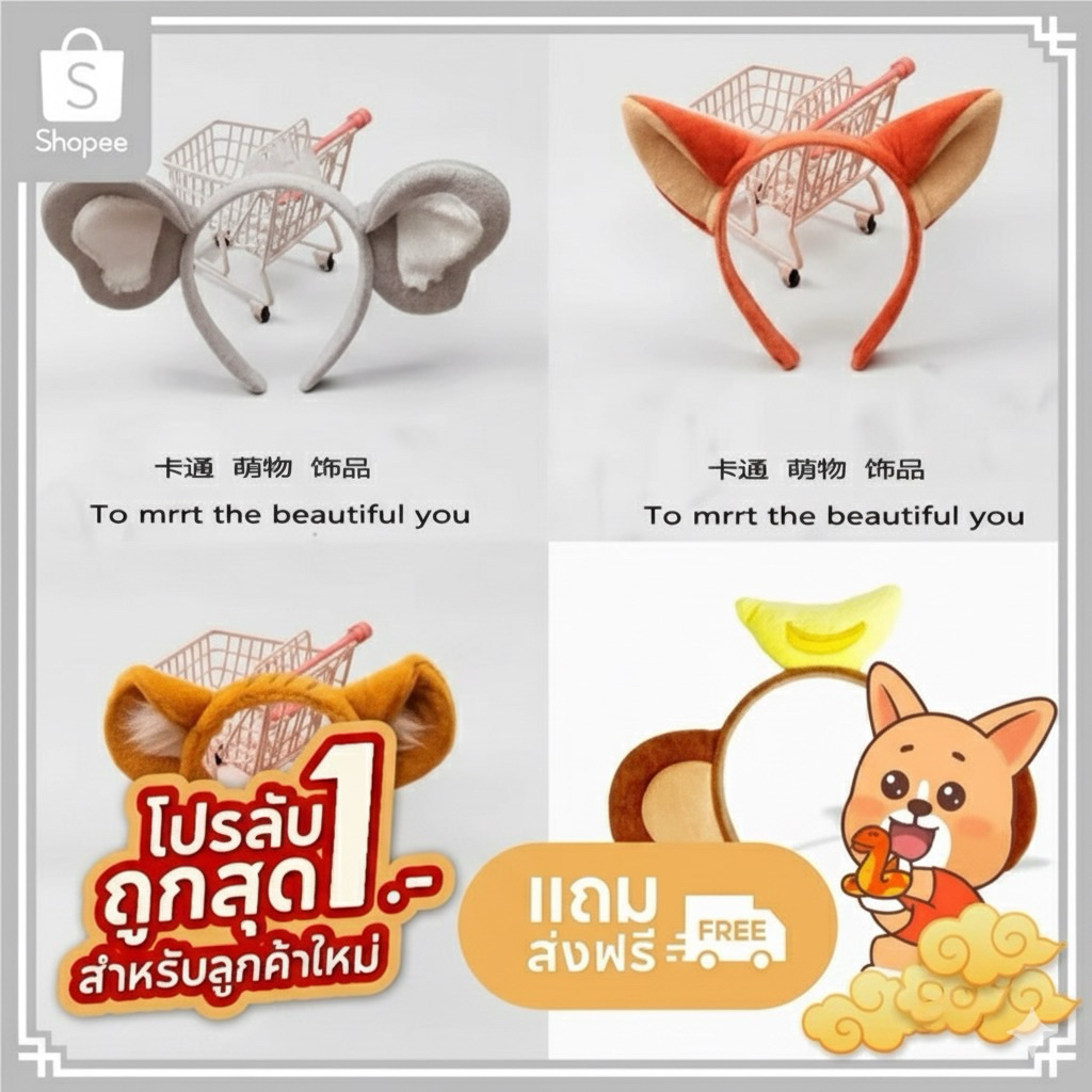 [Mimmuffin: 🇹🇭ส่งจาก กทม ] ที่คาดผมสัตว์หูช้าง ที่คาดผมตุ๊กตา สวนสัตว์ ที่คาดแฟนตาซีสัตว์น่ารัก zoo 