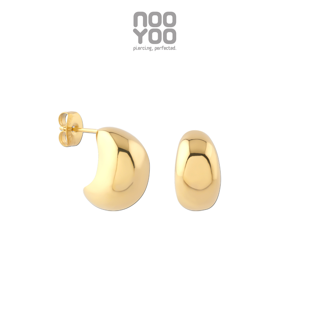 NooYoo ต่างหูสำหรับผิวแพ้ง่าย The Puffy Moon Surgical Steel (สีเงิน/สีทอง)