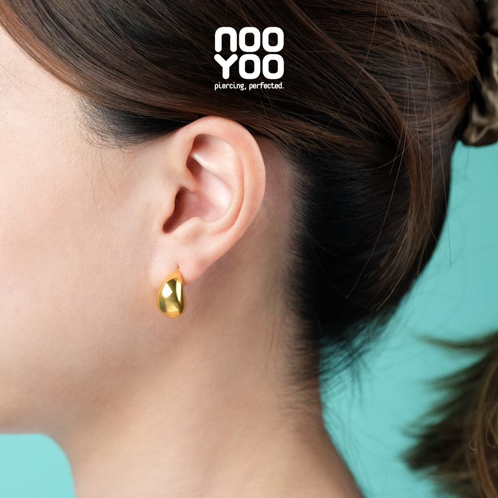 NooYoo ต่างหูสำหรับผิวแพ้ง่าย The Puffy Moon Surgical Steel (สีเงิน/สีทอง) - รูปที่ 3