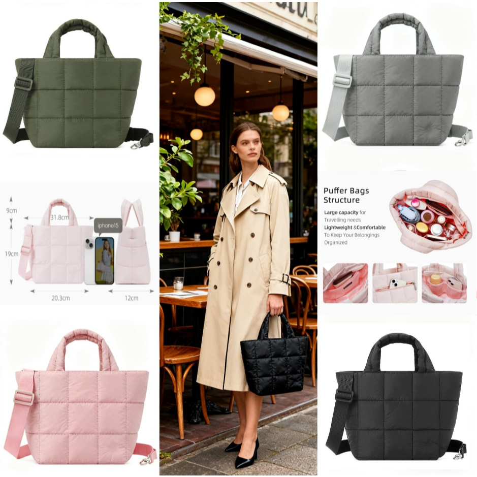 กระเป๋าถือทรงสี่เหลี่ยม กระเป๋าสะพายข้างกระเป๋านุ่ม เล็กสำหรับผู้ขวัญสำหรับคุณแม่และลูกสาว แบบมีนวม กระเหญิง ปรับได้ ของ