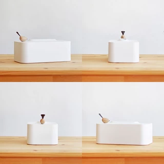 minimal sculpt 🏠 กล่องทิชชู่ทรงยาว สีขาว มินิมอล มีนกไม้เกาะ สไตล์มินิมอล กล่องใส่ทิชชู่ กล่องใส่ทิชชู่อเนกประสงค์