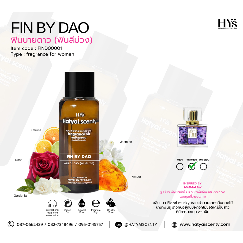 หัวเชื้อน้ำหอม กลิ่น Fin by DAO ฟินบายดาว(ฟินสีม่วง)