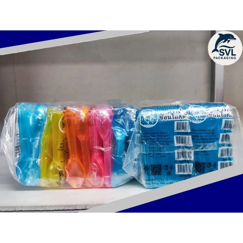 ช้อนไอศครีม ช้อนไอติม (500ชิ้น) แพ็คละ50ชิ้น ช้อนรีน่า มีแบบขาว ใส คละสี